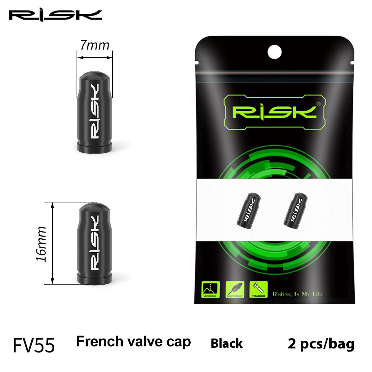 RISK Rarts Bicycle Valve Caps for Mountain and Road Bikes Titanium Alloy Presta and Schrader Valve French and American Dust Covers Nut and Cap FV55/AV55
