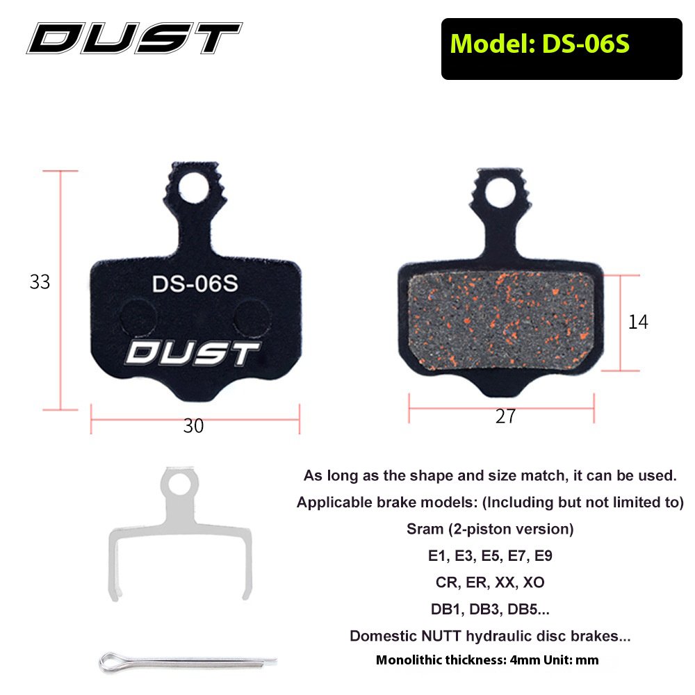 RISK Parts DUST Mountain Bike Disc Brake Pads Resin Semi-Metallic for M446 E3 M355 Brakes DS Series