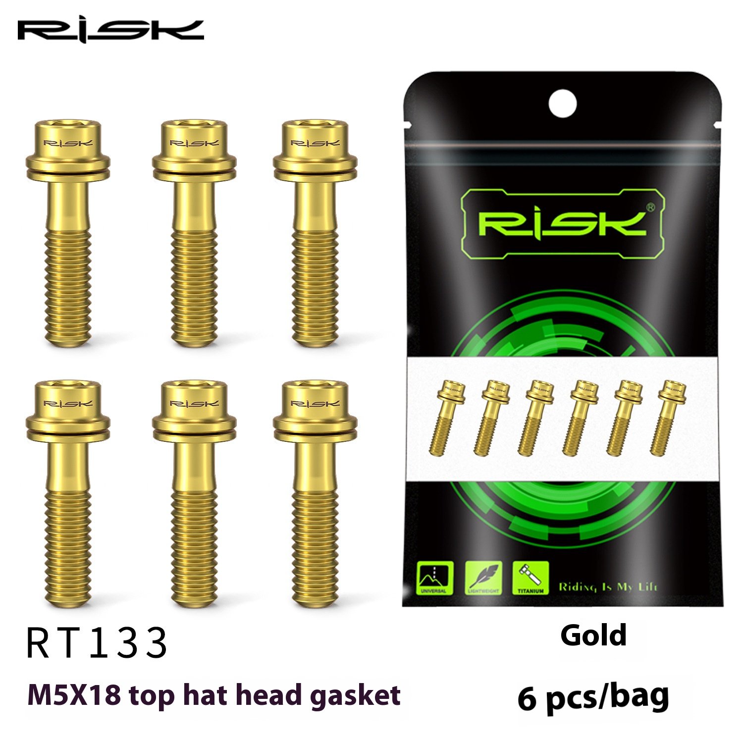 RISK Parts M5x18/20mm Titanium Alloy Handlebar Stem Screw Bolts with Washer for Mountain Road Bike Fork Fixation RT133-134