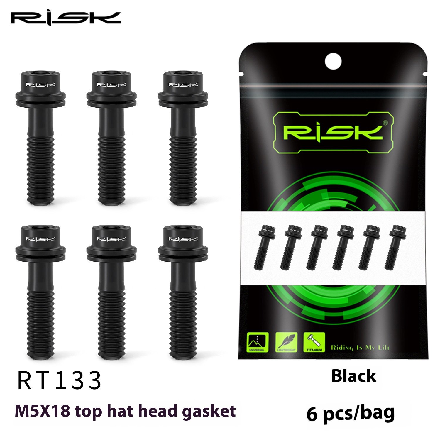 RISK Parts M5x18/20mm Titanium Alloy Handlebar Stem Screw Bolts with Washer for Mountain Road Bike Fork Fixation RT133-134