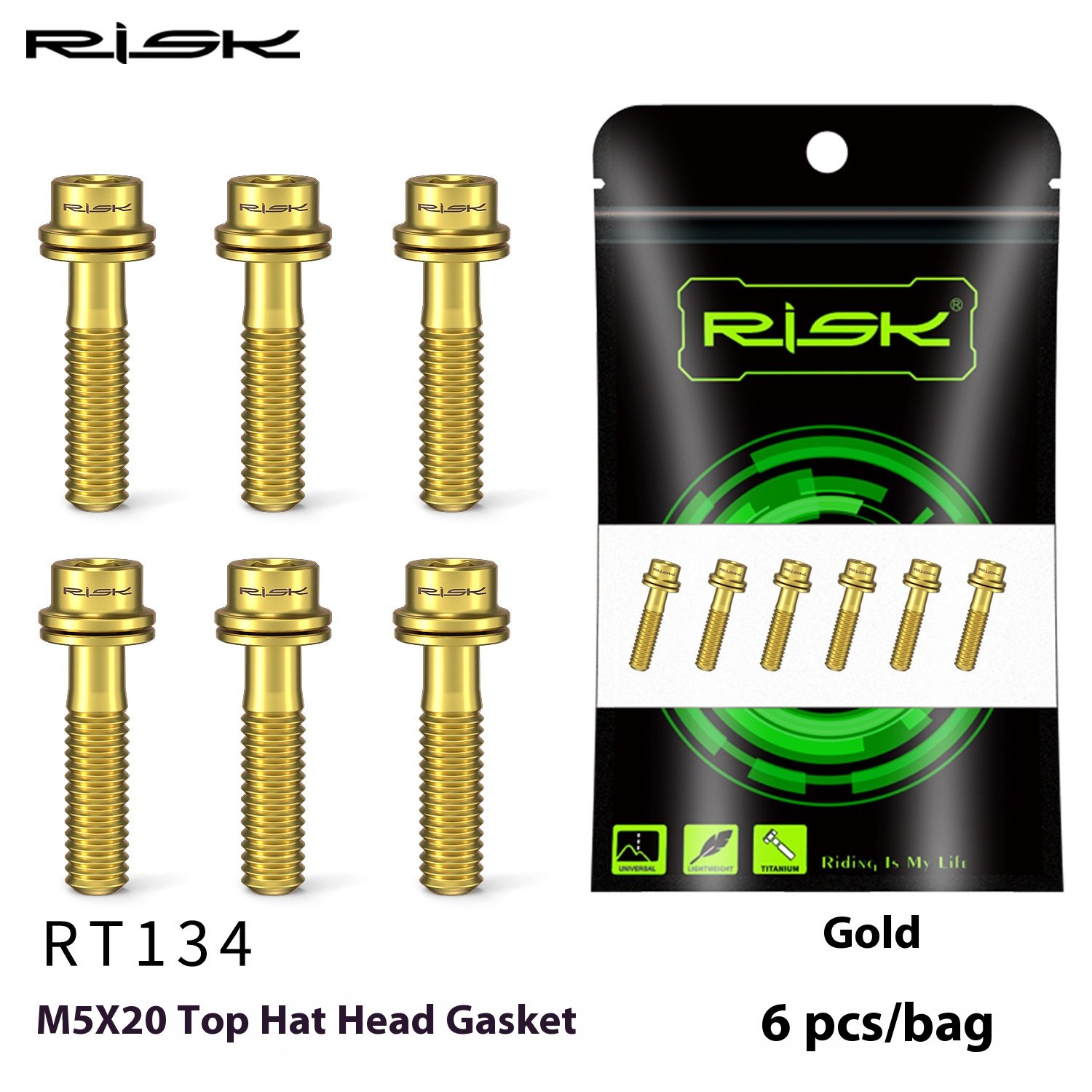 RISK Parts M5x18/20mm Titanium Alloy Handlebar Stem Screw Bolts with Washer for Mountain Road Bike Fork Fixation RT133-134