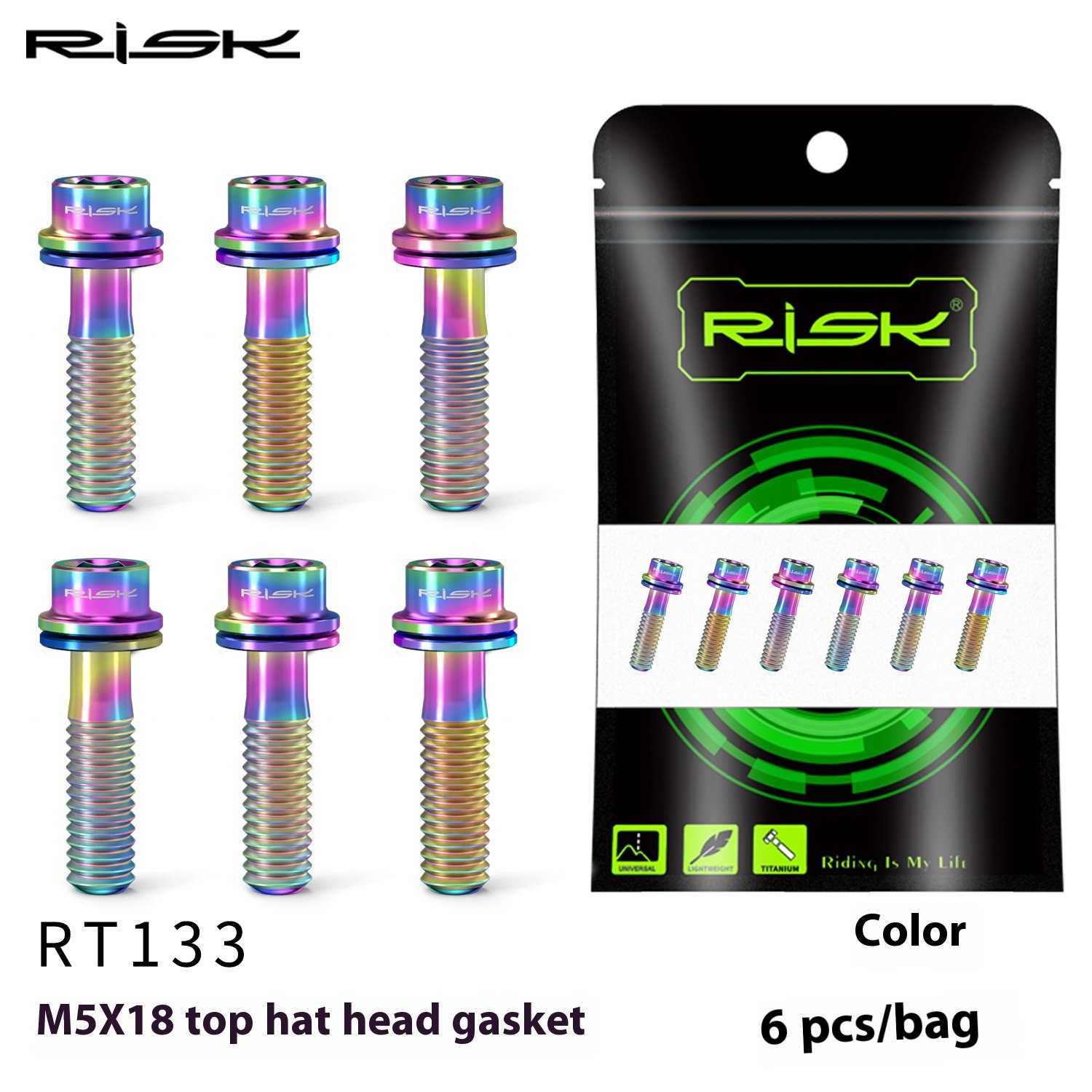 RISK Parts M5x18/20mm Titanium Alloy Handlebar Stem Screw Bolts with Washer for Mountain Road Bike Fork Fixation RT133-134