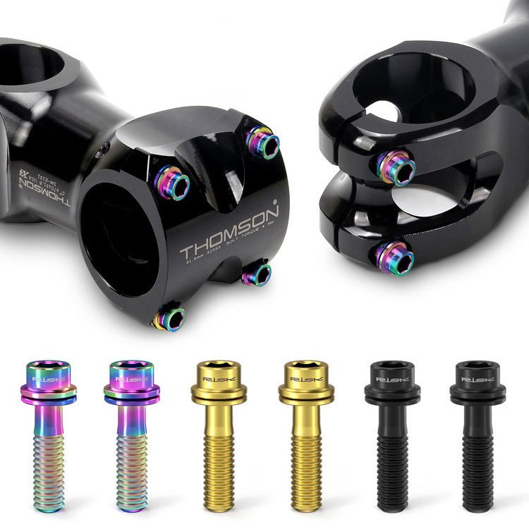 RISK Parts M5x18/20mm Titanium Alloy Handlebar Stem Screw Bolts with Washer for Mountain Road Bike Fork Fixation RT133-134