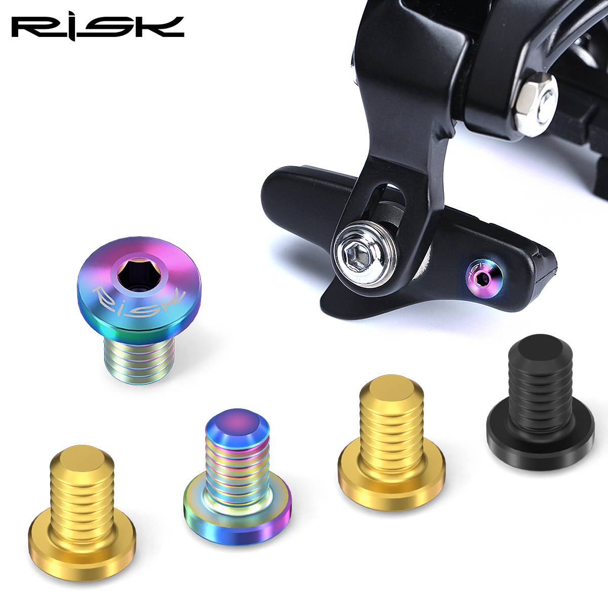 RISK Parts Road Bike Titanium Alloy Brake Pad Fixing Screws Anti-Slip Brake Pads 5800 UT 6800 DA 9000 M4x5.7mm RT060