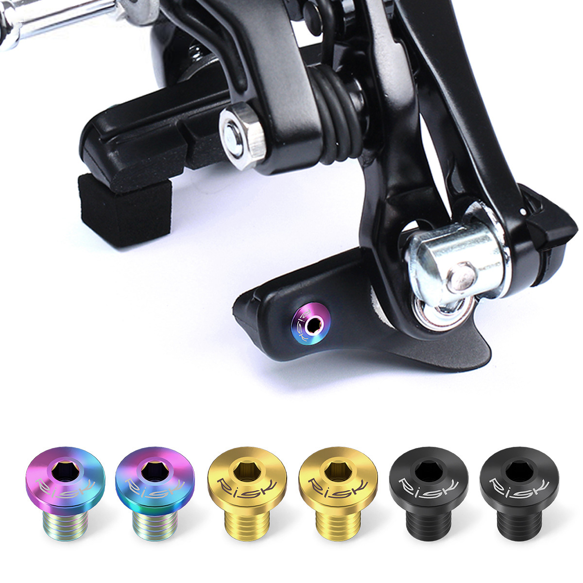 RISK Parts Road Bike Titanium Alloy Brake Pad Fixing Screws Anti-Slip Brake Pads 5800 UT 6800 DA 9000 M4x5.7mm RT060