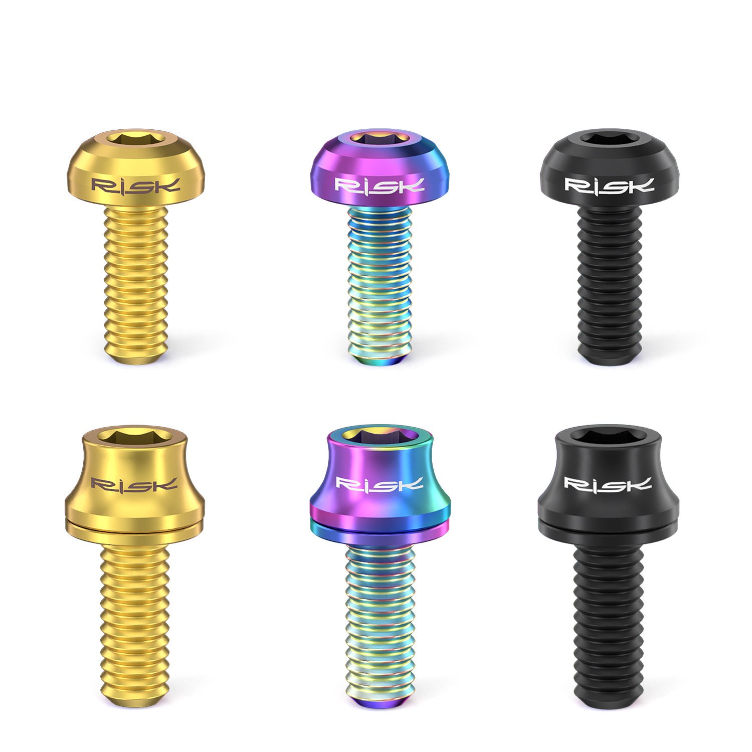 RISK Parts Titanium Alloy Water Bottle Cage Mounting Screw M5x12mm with Washer for Mountain and Road Bikes RT014/RT015