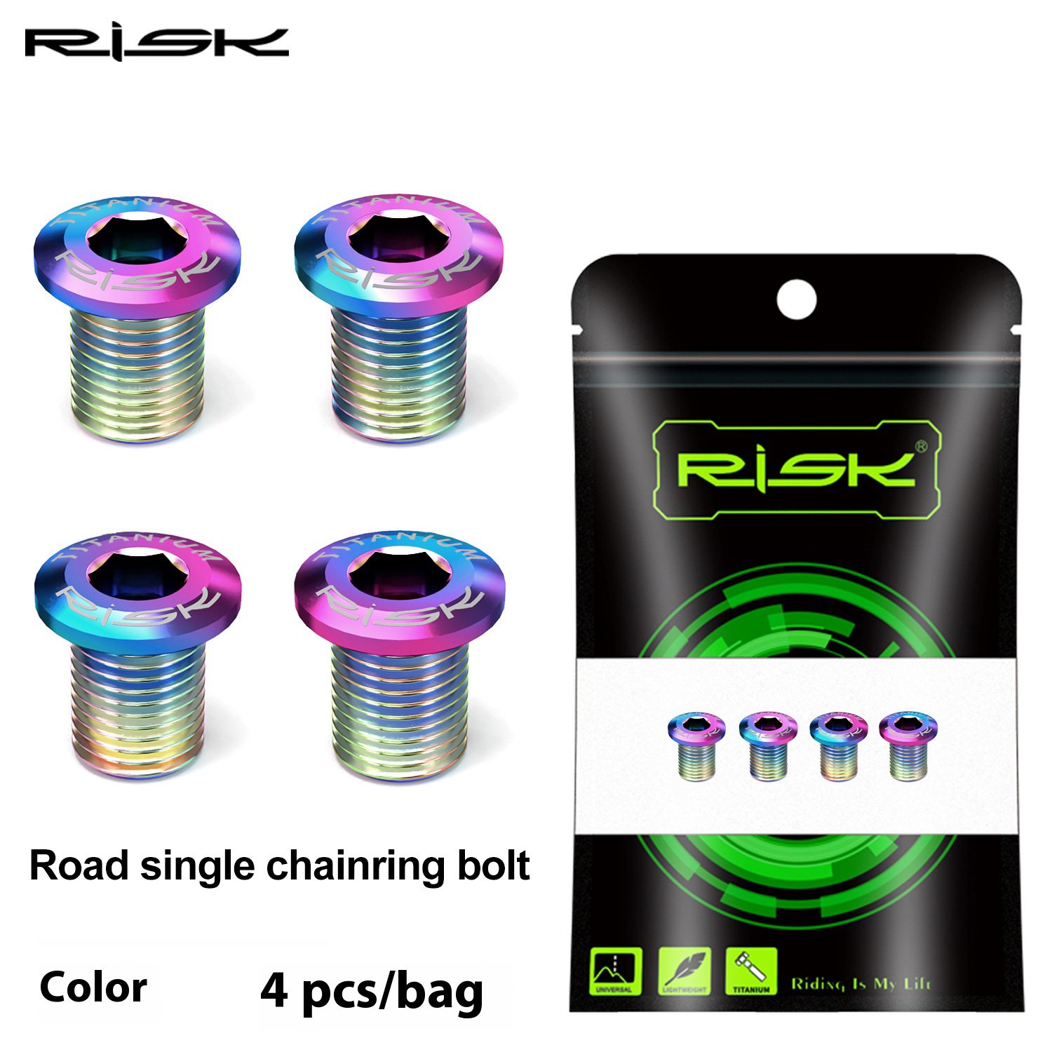 RISK Parts road bike titanium alloy chainring bolts screws kit M8x10 for 5800 UT6800 R8000 DA9000 R9100 RT049