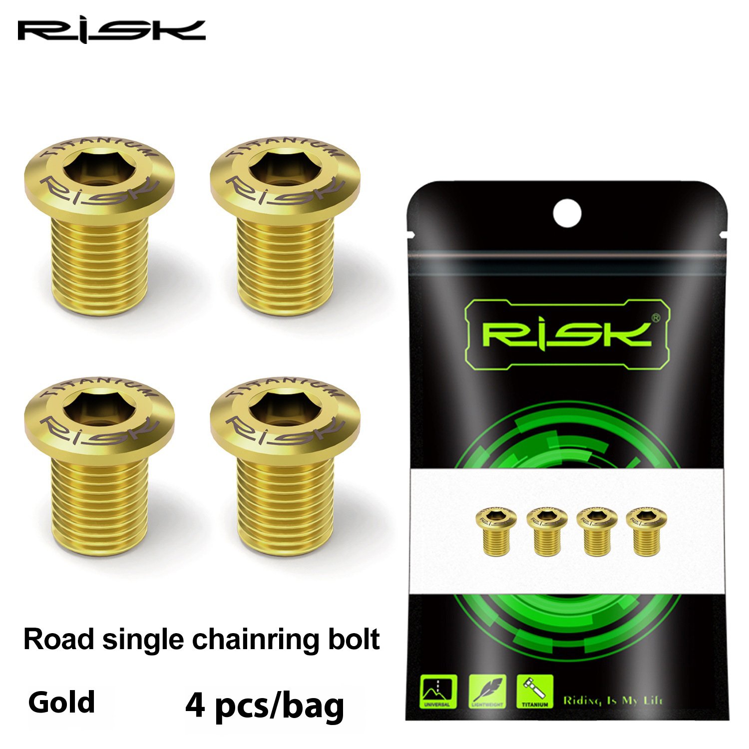 RISK Parts road bike titanium alloy chainring bolts screws kit M8x10 for 5800 UT6800 R8000 DA9000 R9100 RT049