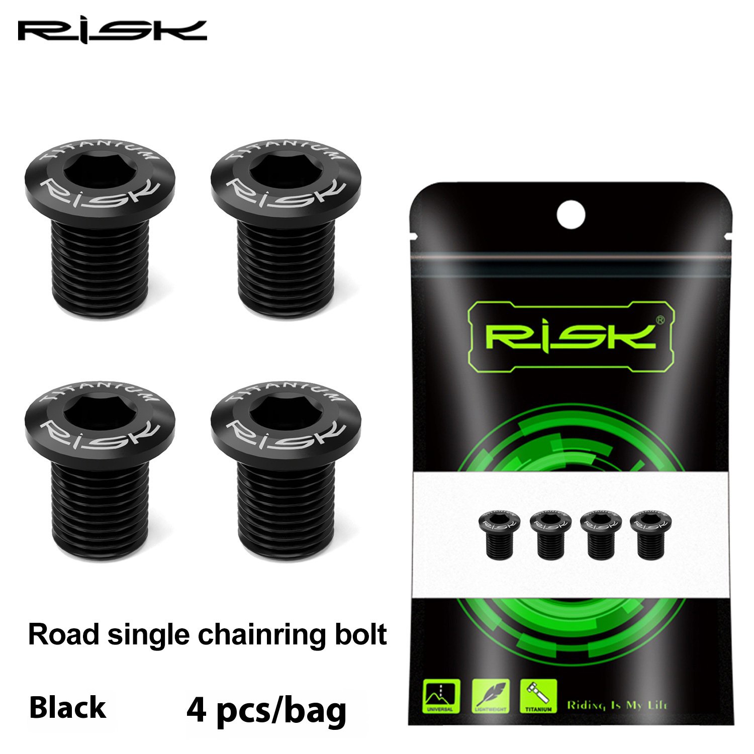 RISK Parts road bike titanium alloy chainring bolts screws kit M8x10 for 5800 UT6800 R8000 DA9000 R9100 RT049