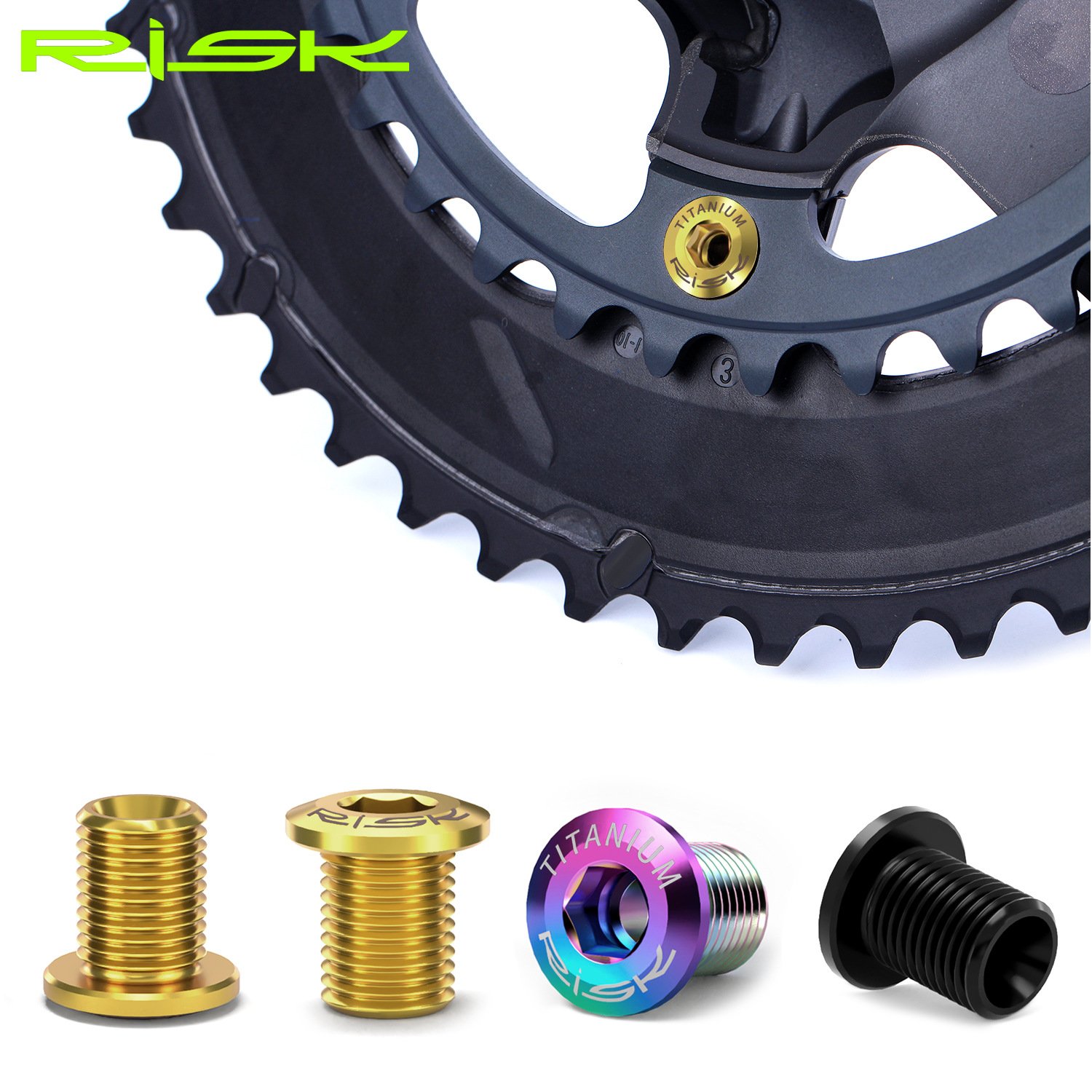 RISK Parts road bike titanium alloy chainring bolts screws kit M8x10 for 5800 UT6800 R8000 DA9000 R9100 RT049