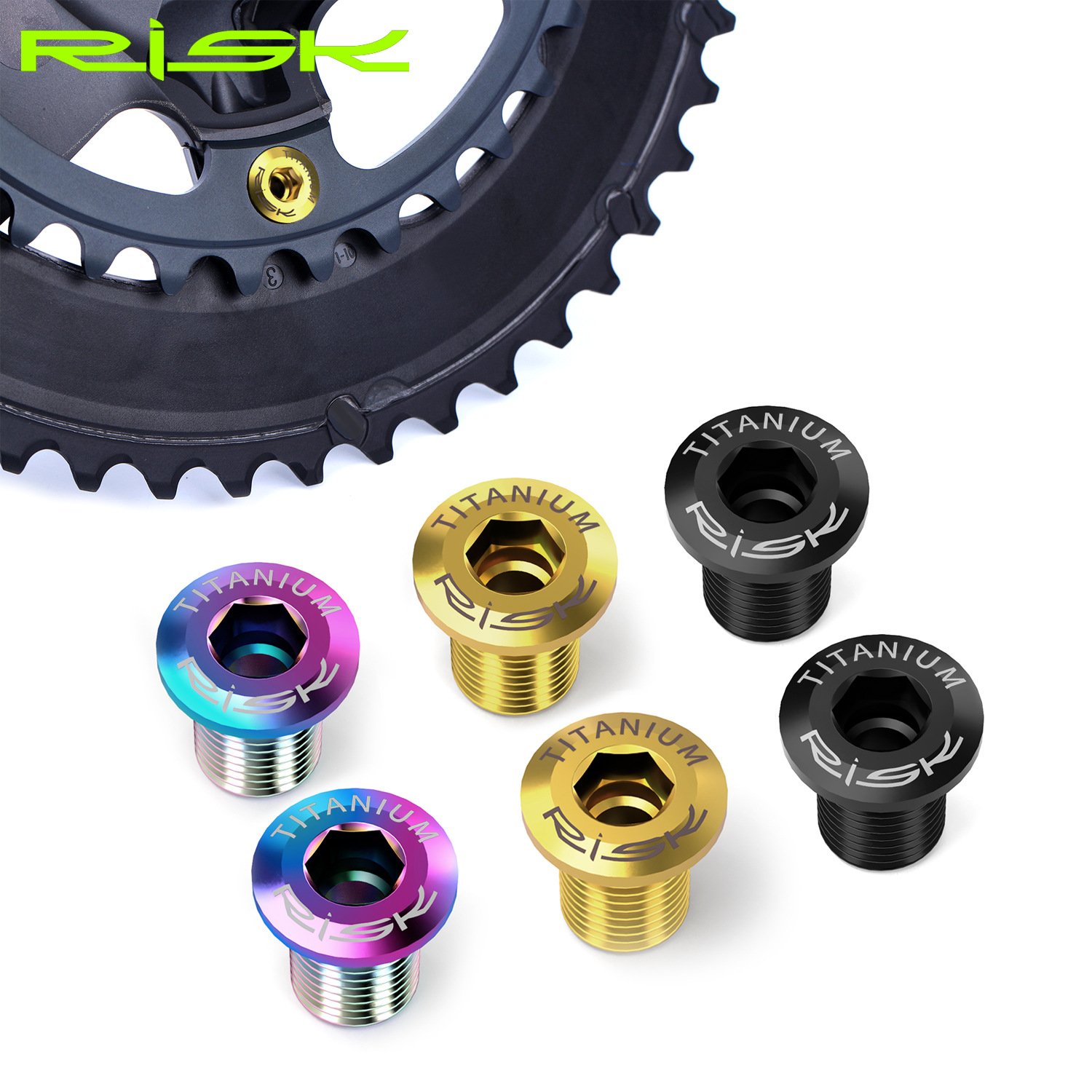 RISK Parts road bike titanium alloy chainring bolts screws kit M8x10 for 5800 UT6800 R8000 DA9000 R9100 RT049