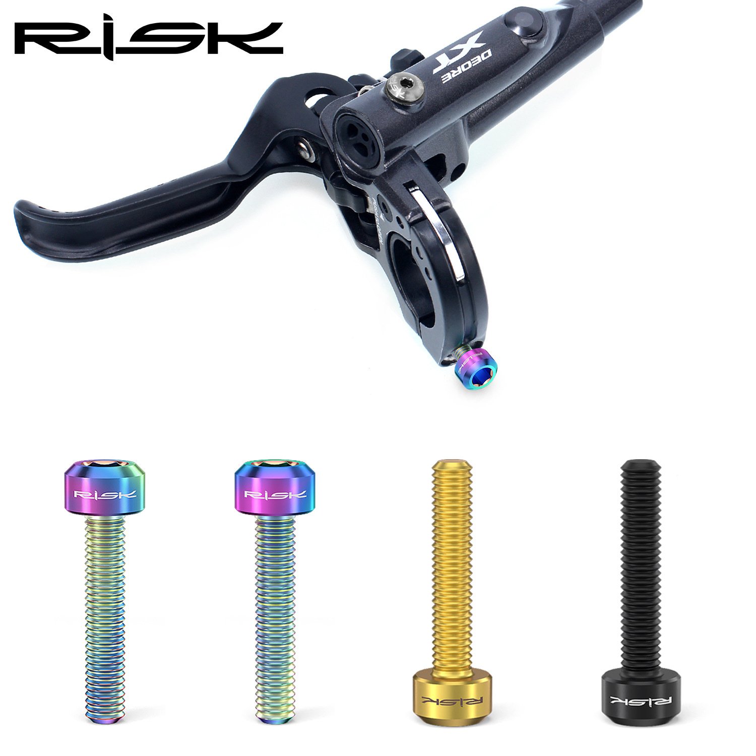 RISK Parts Mountain Bike M5x25mm Titanium Alloy Screws Bolts M5x25 for Brake Lever Fixing Guide R RS RSC Disc RT028