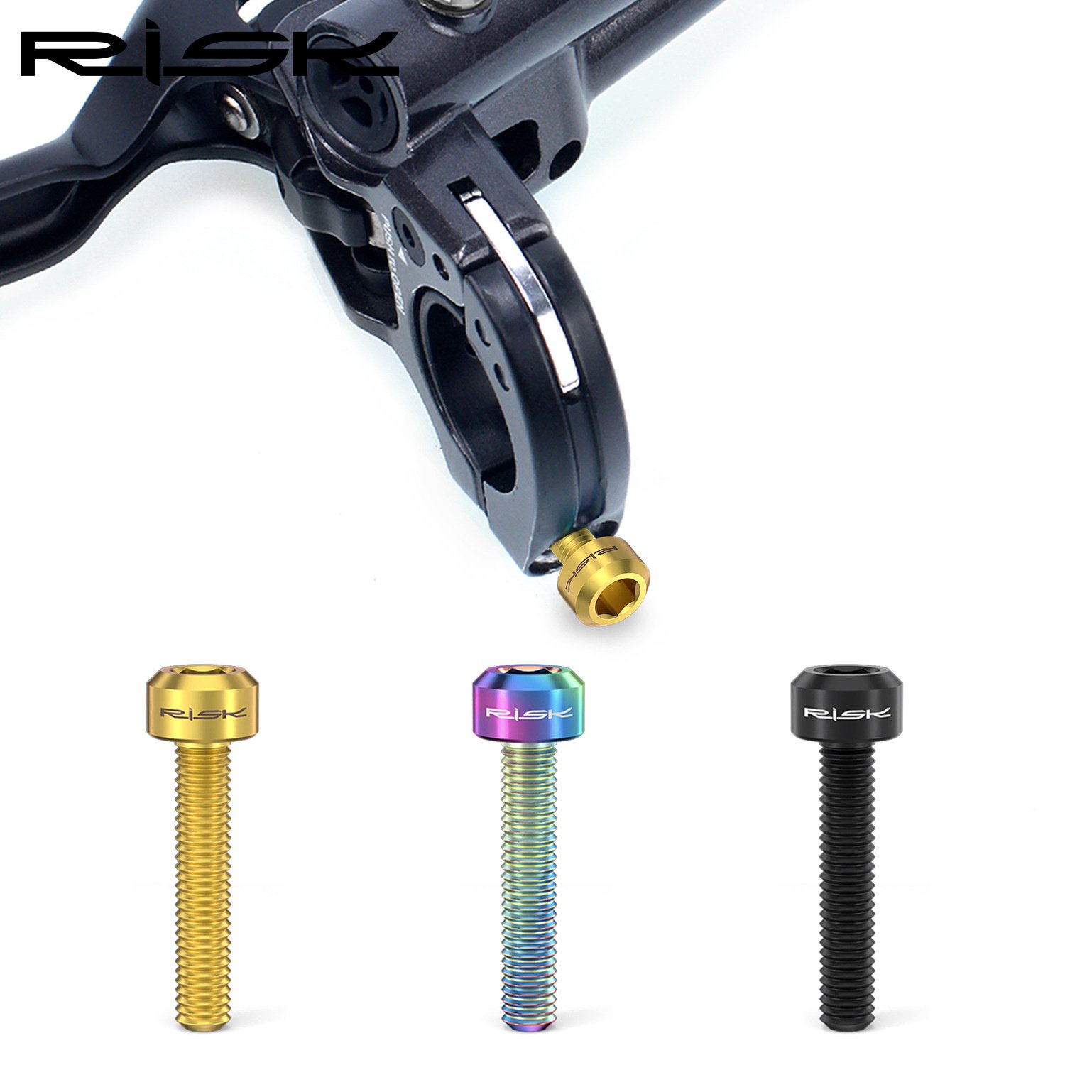 RISK Parts Mountain Bike M5x25mm Titanium Alloy Screws Bolts M5x25 for Brake Lever Fixing Guide R RS RSC Disc RT028