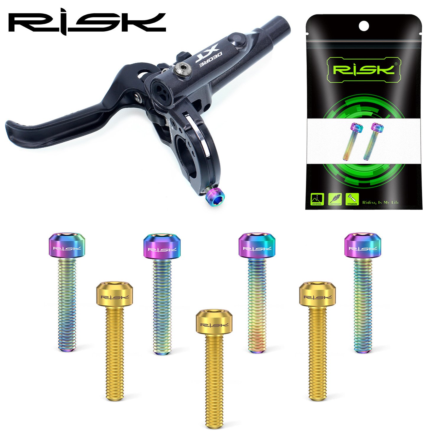 RISK Parts Mountain Bike M5x25mm Titanium Alloy Screws Bolts M5x25 for Brake Lever Fixing Guide R RS RSC Disc RT028