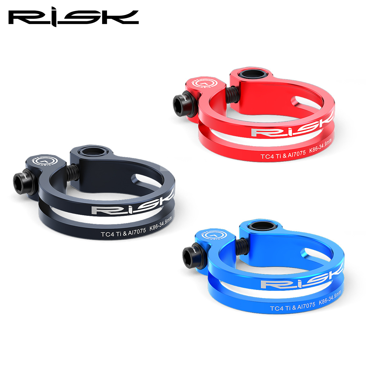 RISK Parts K86 Mountain/Road Bike Aluminum Alloy Titanium Screw Locking Seat Clamp 31.8 Seatpost Clamp 34.9mm K86