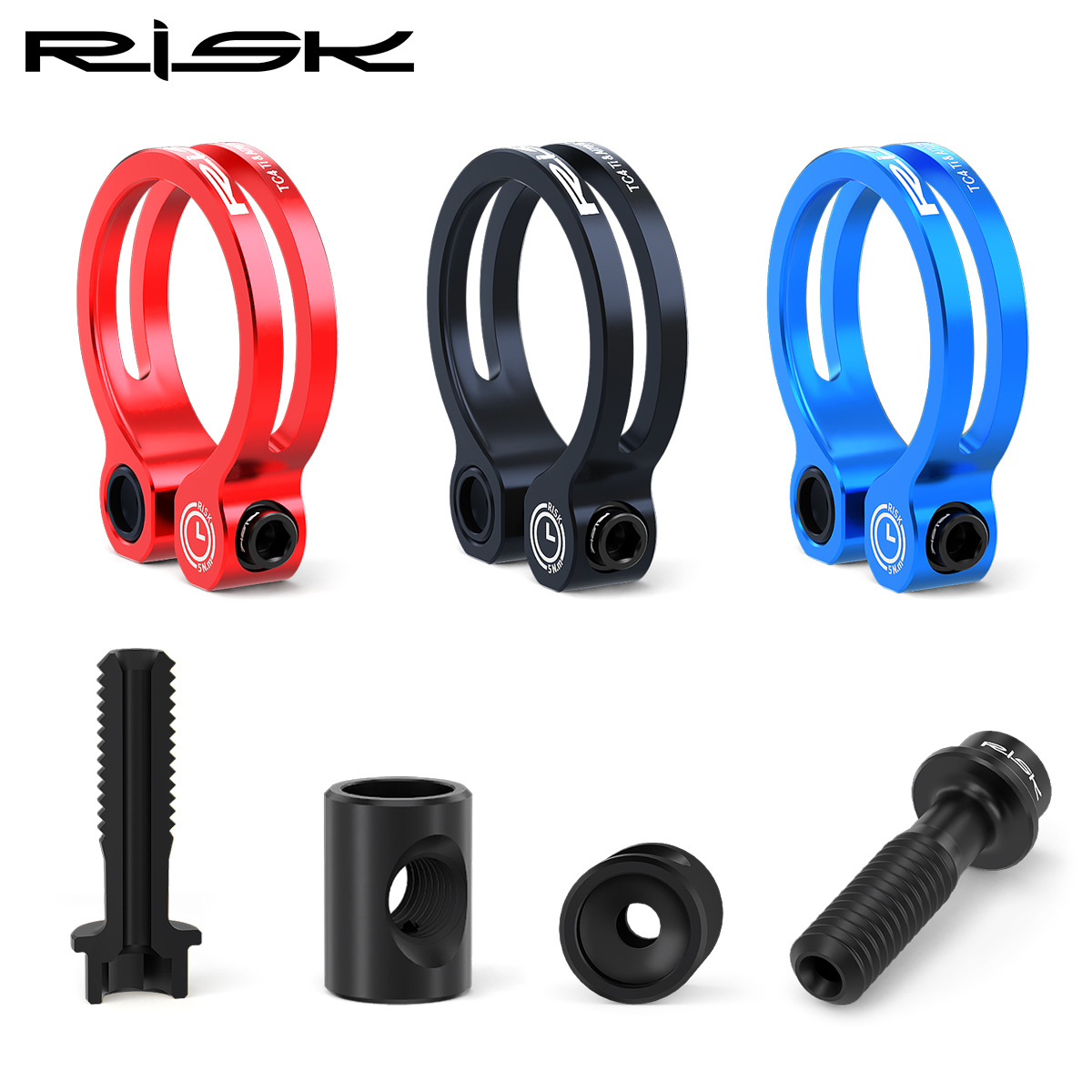 RISK Parts K86 Mountain/Road Bike Aluminum Alloy Titanium Screw Locking Seat Clamp 31.8 Seatpost Clamp 34.9mm K86