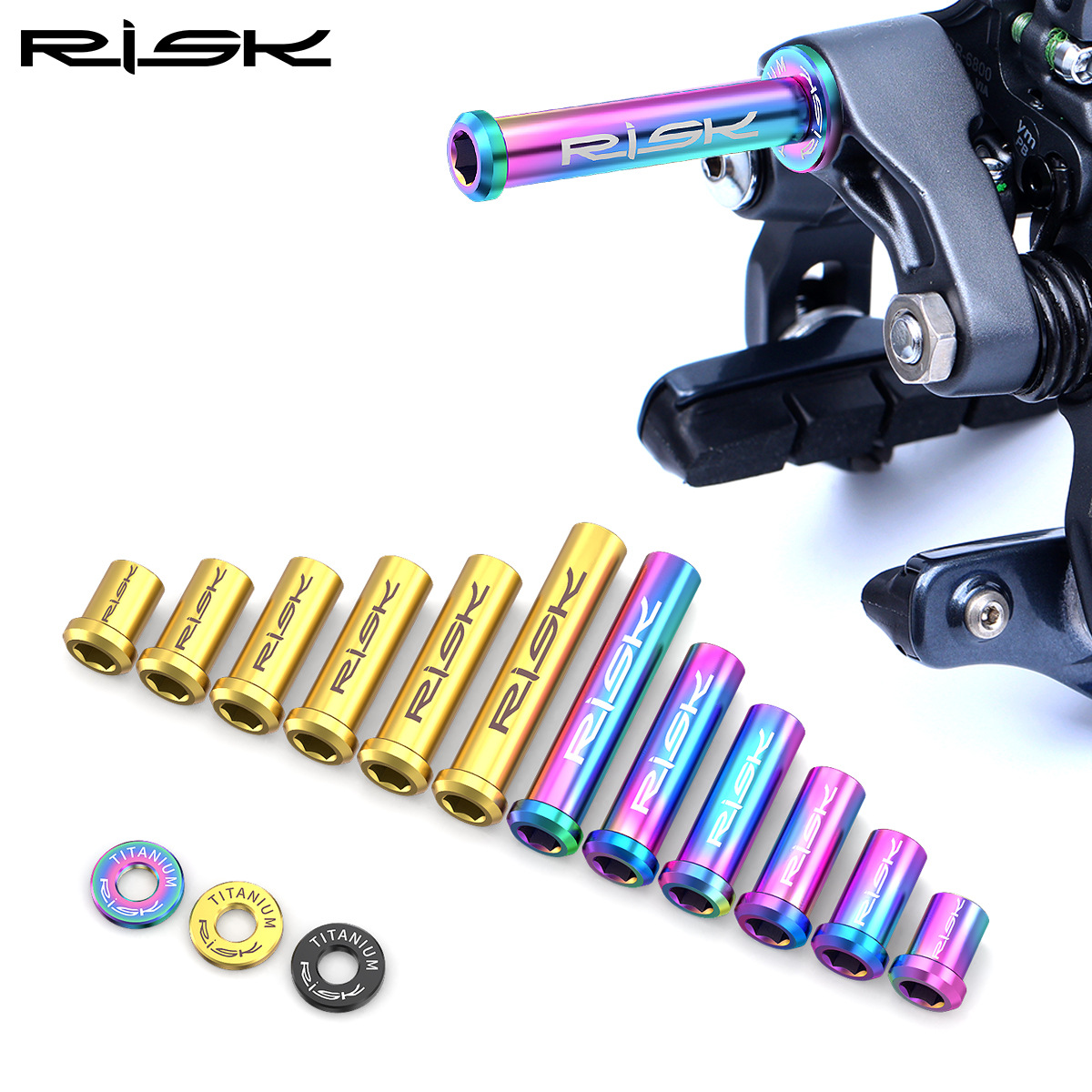 RISK Parts Titanium Alloy Road Bike C-Brake Caliper Nut Brake Pivot Fixing Screw Washer UT6800 DA RT052