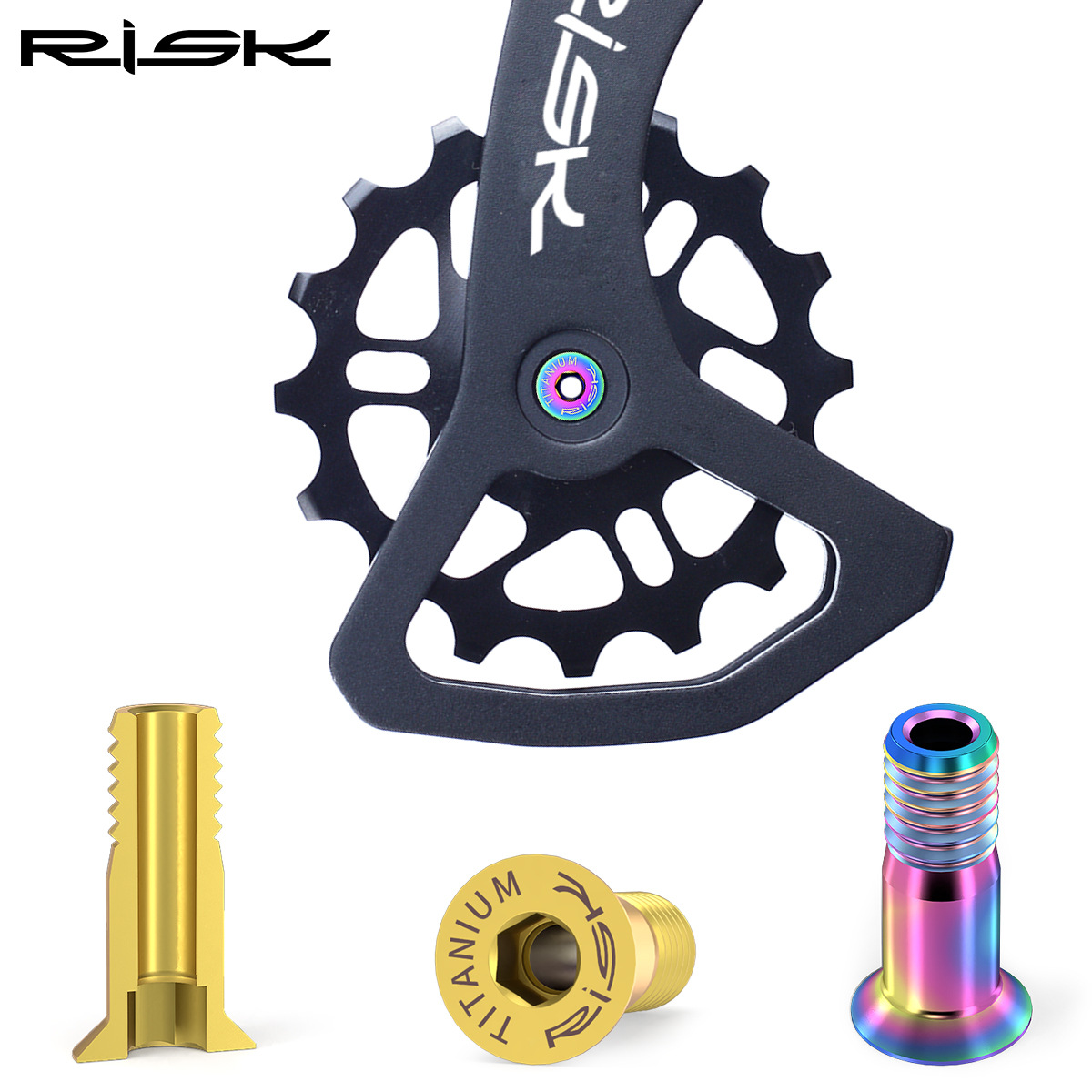 RISK Parts Mountain and Road Bike Titanium Alloy Rear Derailleur Jockey Wheel Screws Chain Guide Pulley Screws Flat Head Derailleur Screws RT017 RT018