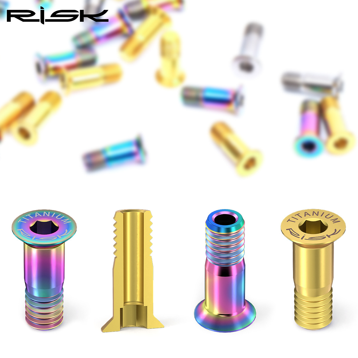RISK Parts Mountain and Road Bike Titanium Alloy Rear Derailleur Jockey Wheel Screws Chain Guide Pulley Screws Flat Head Derailleur Screws RT017 RT018