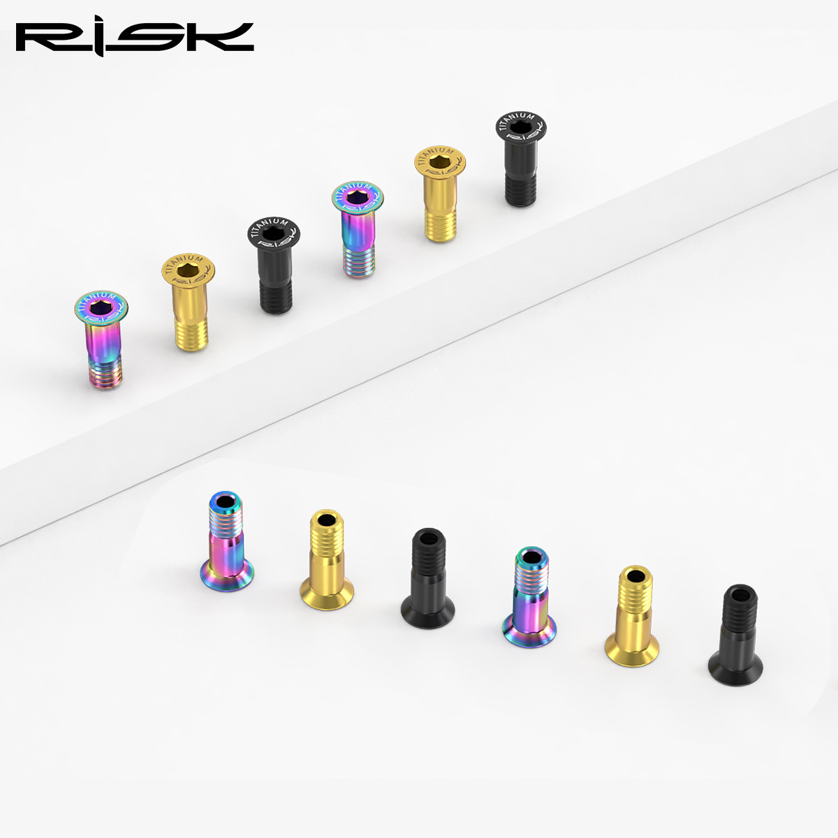 RISK Parts Mountain and Road Bike Titanium Alloy Rear Derailleur Jockey Wheel Screws Chain Guide Pulley Screws Flat Head Derailleur Screws RT017 RT018