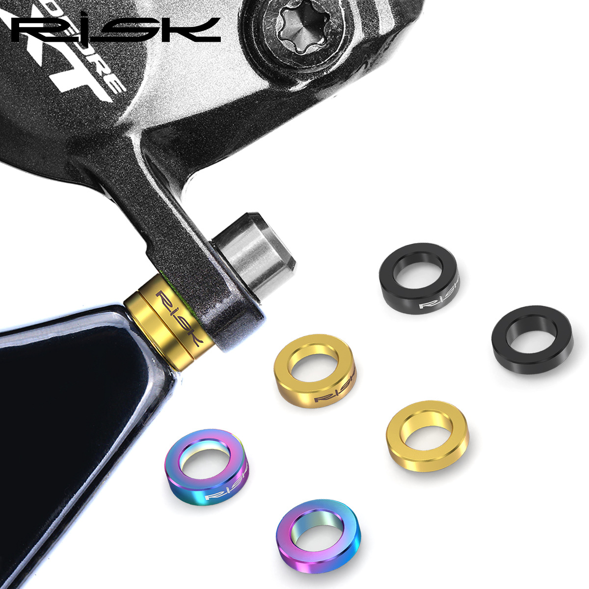 RISK Parts Mountain and BMX Bike M6 Titanium Alloy Screws Concave-Convex Washers Brake Caliper XT Disc Brake Fixing XTR RT064