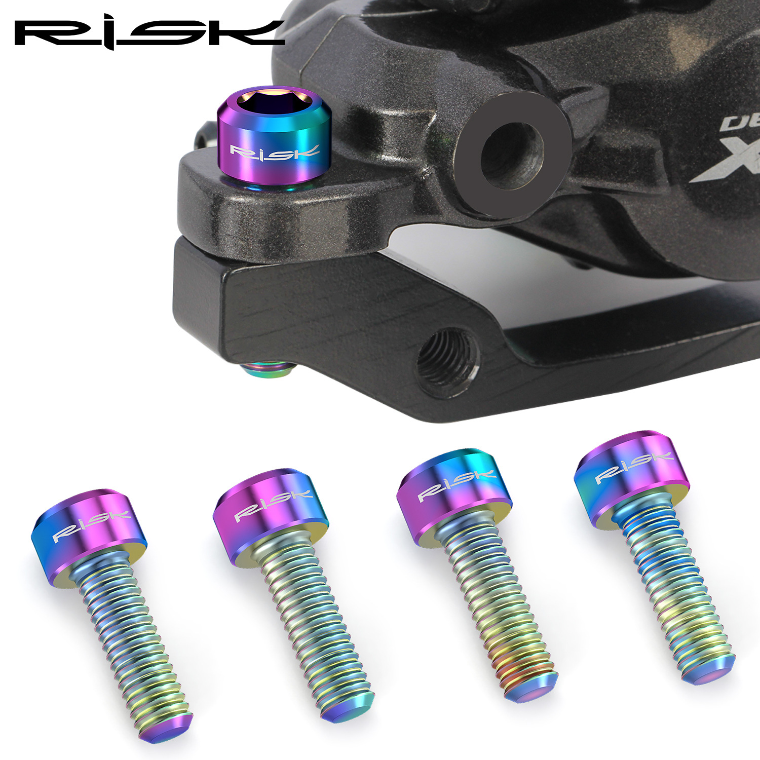 RISK Parts M6x16/18/20 Mountain Bike Disc Brake Caliper Fixing Screws Titanium Alloy Brake Screws RT032/RT033/RT034