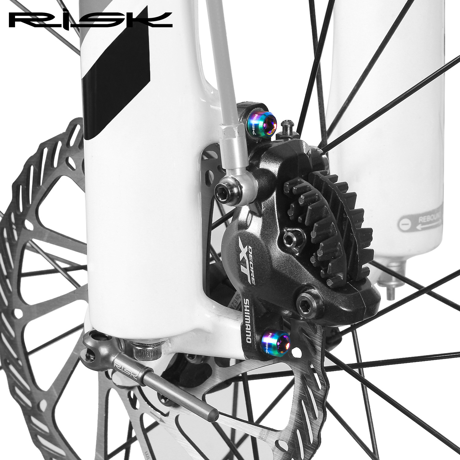 RISK Parts M6x16/18/20 Mountain Bike Disc Brake Caliper Fixing Screws Titanium Alloy Brake Screws RT032/RT033/RT034