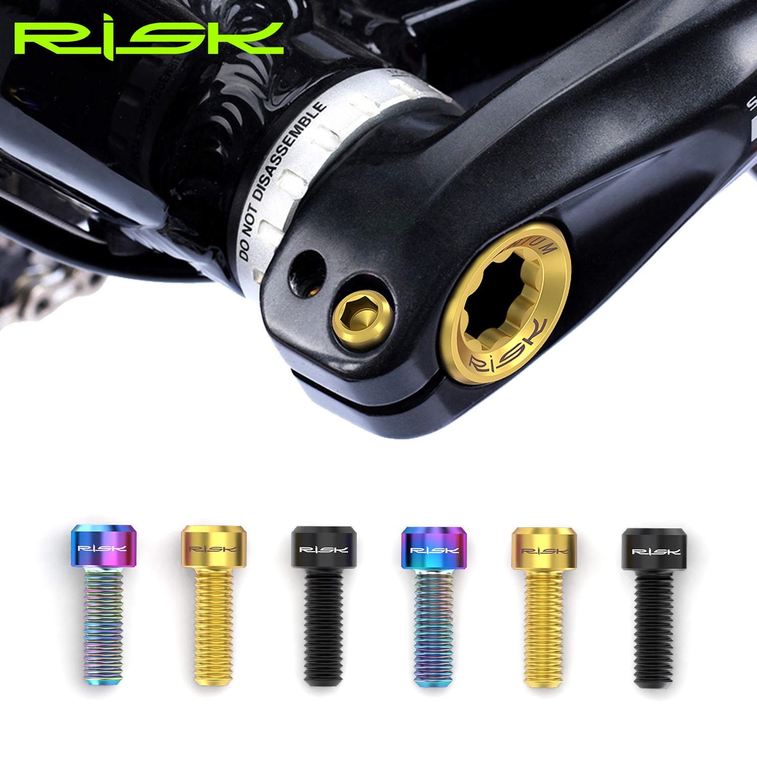 RISK Risk M6x18mm Mountain Bike Crank Locking Titanium Alloy Screw Integrated Hollow Crank Fixing RT020