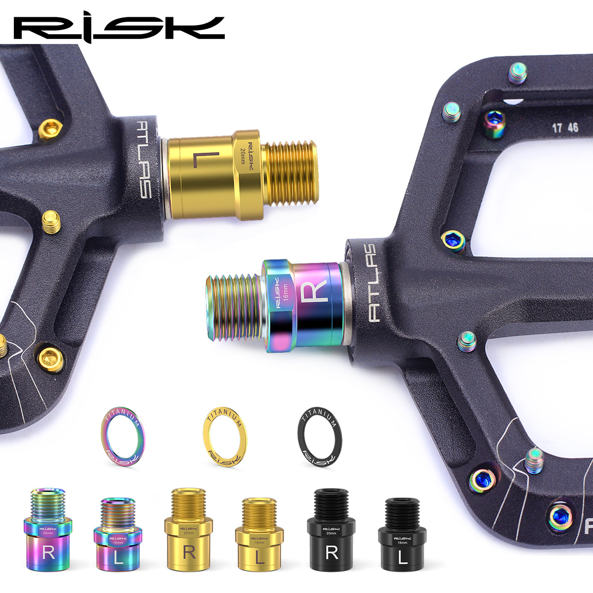 RISK Parts Mountain Road Bike Pedal Extended Axle Core Lock Pedal Extender Axle Conversion Pedal Extension RT109