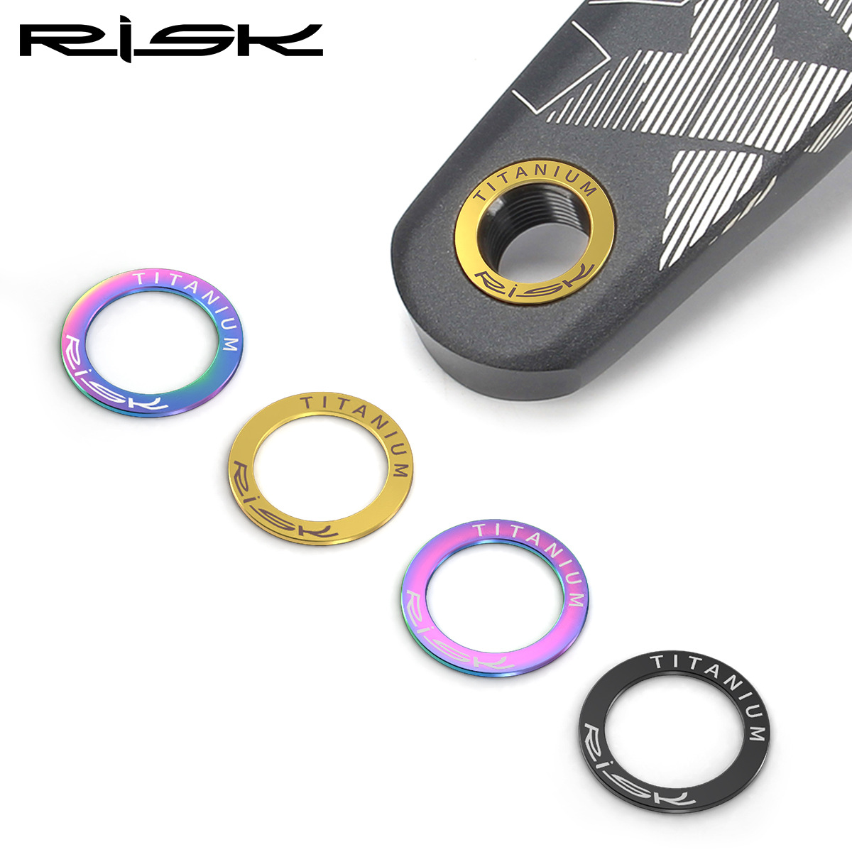 RISK Parts Titanium Alloy Pedal Spacer for Mountain Road and Folding Bikes Lock Pedal Washer Crankset and Crank Arm Protection Ring RT110