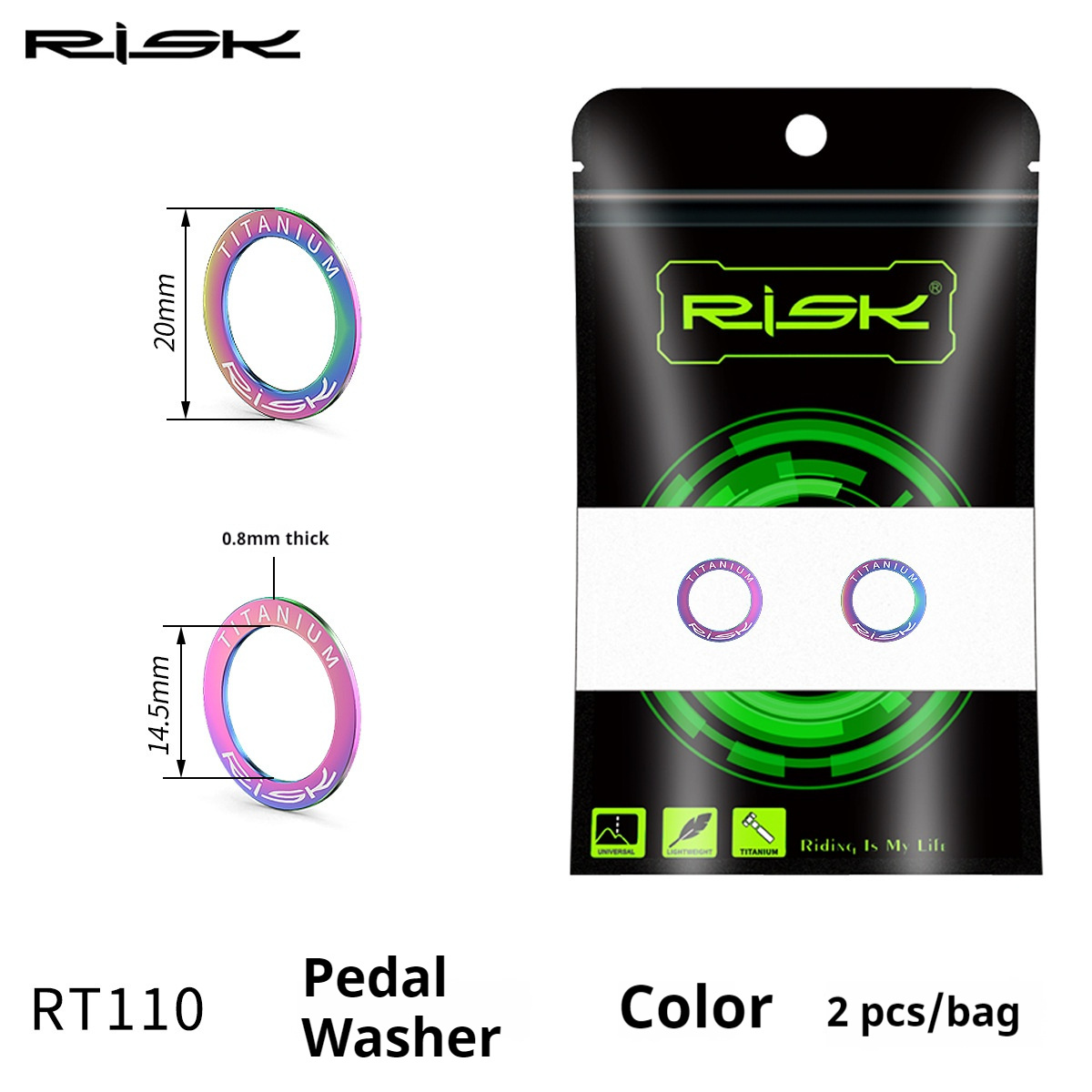 RISK Parts Titanium Alloy Pedal Spacer for Mountain Road and Folding Bikes Lock Pedal Washer Crankset and Crank Arm Protection Ring RT110