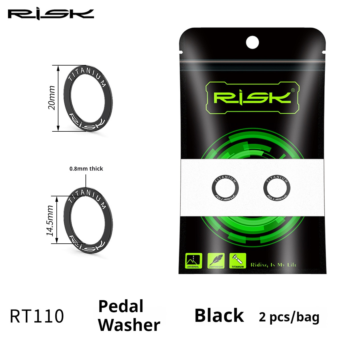 RISK Parts Titanium Alloy Pedal Spacer for Mountain Road and Folding Bikes Lock Pedal Washer Crankset and Crank Arm Protection Ring RT110