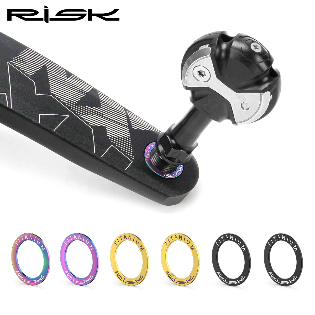 RISK Parts Titanium Alloy Pedal Spacer for Mountain Road and Folding Bikes Lock Pedal Washer Crankset and Crank Arm Protection Ring RT110