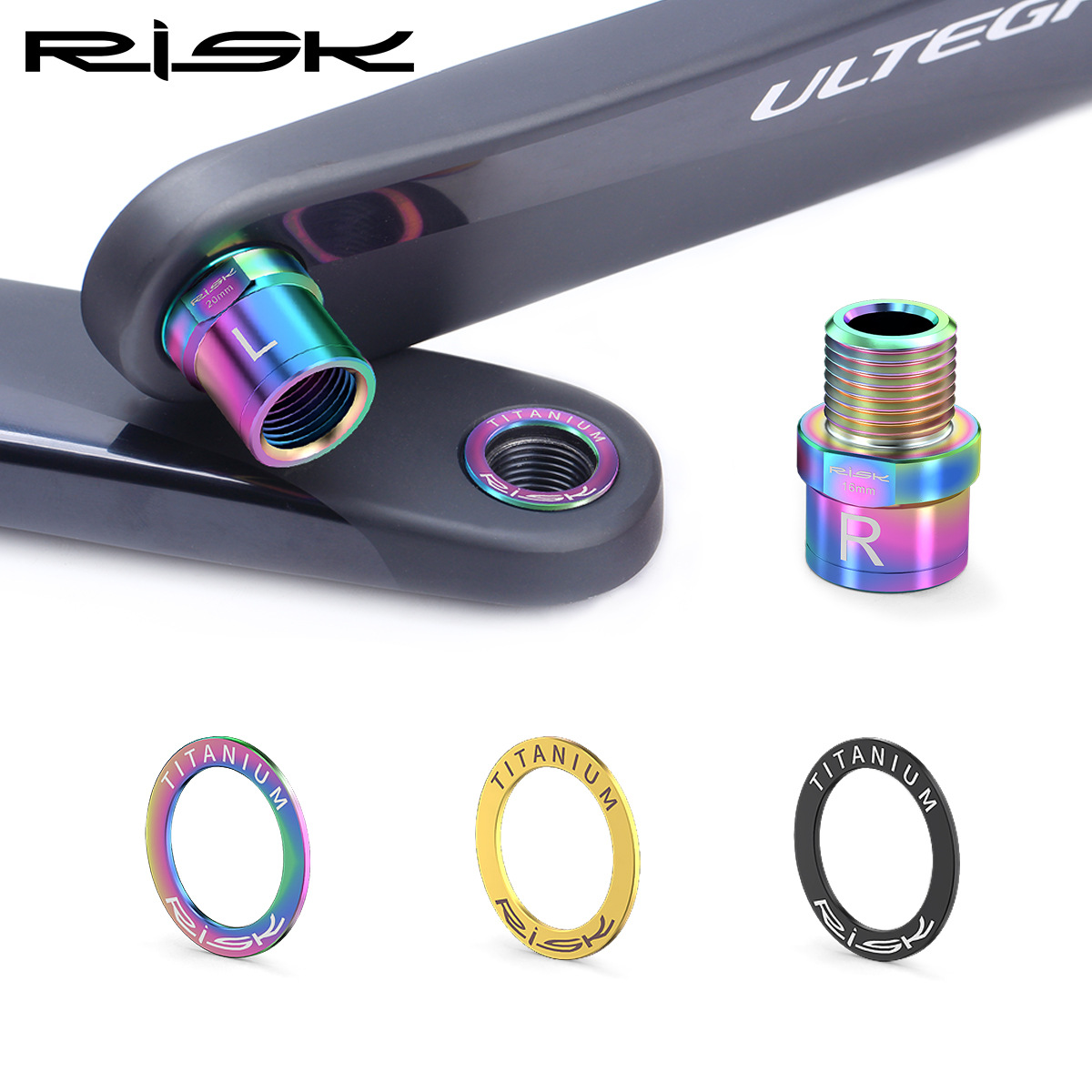 RISK Parts Titanium Alloy Pedal Spacer for Mountain Road and Folding Bikes Lock Pedal Washer Crankset and Crank Arm Protection Ring RT110
