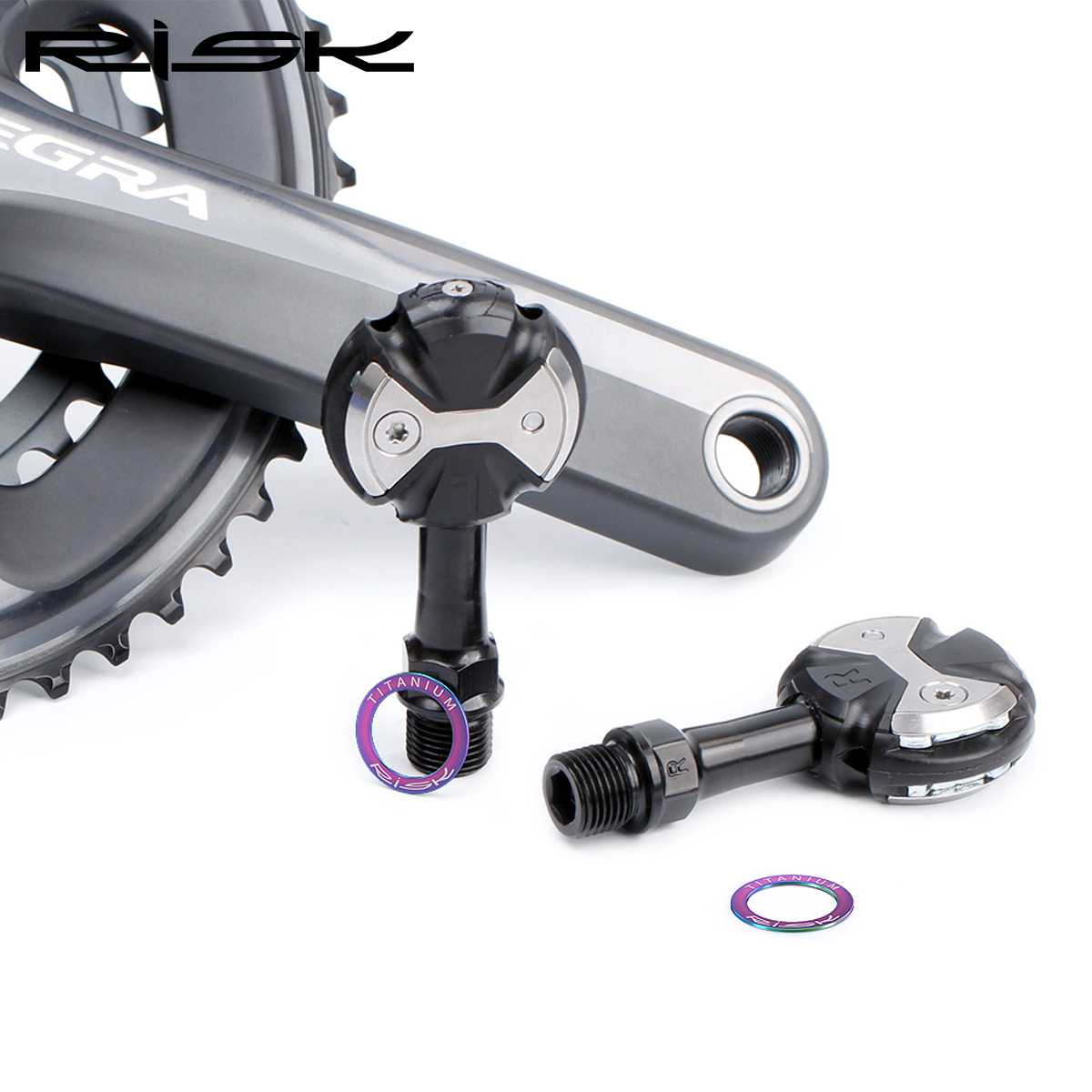 RISK Parts Titanium Alloy Pedal Spacer for Mountain Road and Folding Bikes Lock Pedal Washer Crankset and Crank Arm Protection Ring RT110