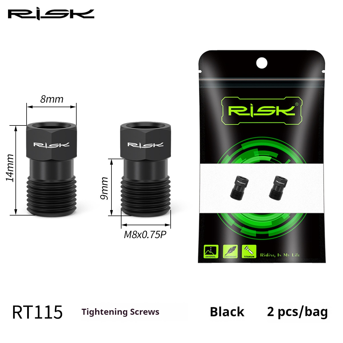 RISK Parts Titanium Alloy Screws for Bicycle Hydraulic Disc Brake System Oil Tube Five-line Body Screws Brake Pads Pin for XT M8000 Disc Brakes RT114/RT115/RT116/RT118/RT119