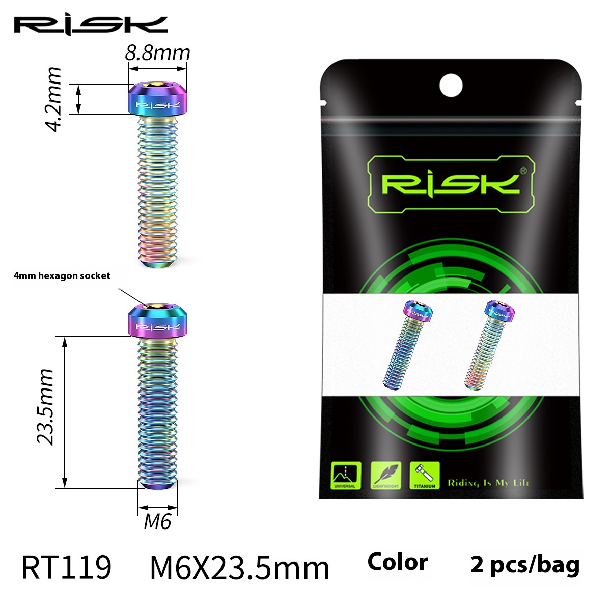 RISK Parts Titanium Alloy Screws for Bicycle Hydraulic Disc Brake System Oil Tube Five-line Body Screws Brake Pads Pin for XT M8000 Disc Brakes RT114/RT115/RT116/RT118/RT119