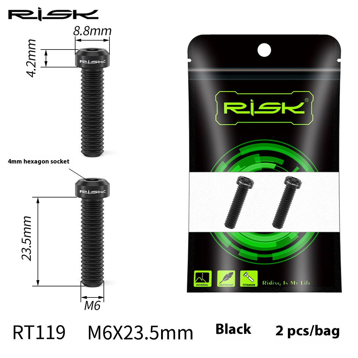 RISK Parts Titanium Alloy Screws for Bicycle Hydraulic Disc Brake System Oil Tube Five-line Body Screws Brake Pads Pin for XT M8000 Disc Brakes RT114/RT115/RT116/RT118/RT119