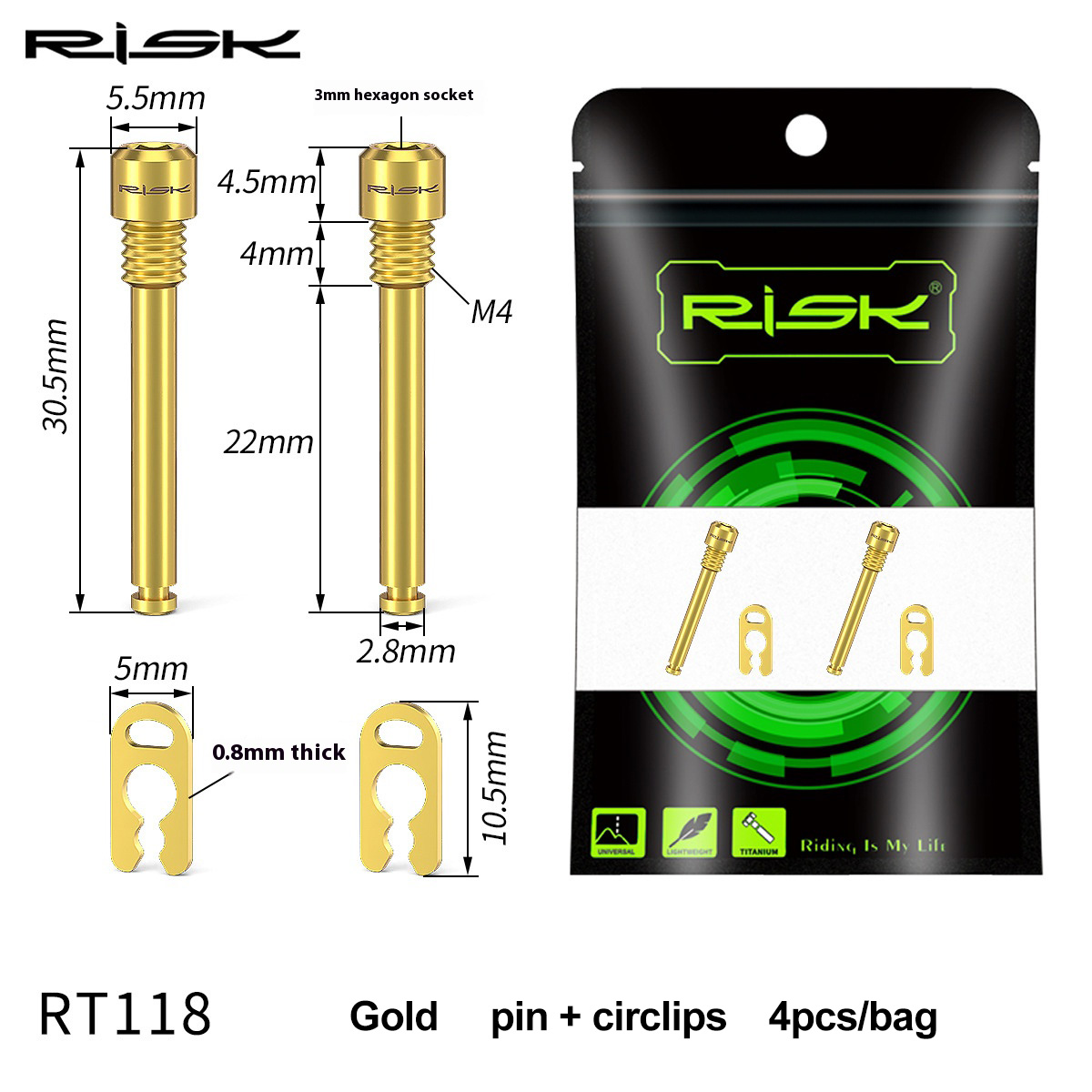 RISK Parts Titanium Alloy Screws for Bicycle Hydraulic Disc Brake System Oil Tube Five-line Body Screws Brake Pads Pin for XT M8000 Disc Brakes RT114/RT115/RT116/RT118/RT119