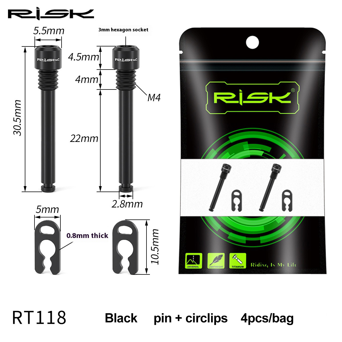 RISK Parts Titanium Alloy Screws for Bicycle Hydraulic Disc Brake System Oil Tube Five-line Body Screws Brake Pads Pin for XT M8000 Disc Brakes RT114/RT115/RT116/RT118/RT119