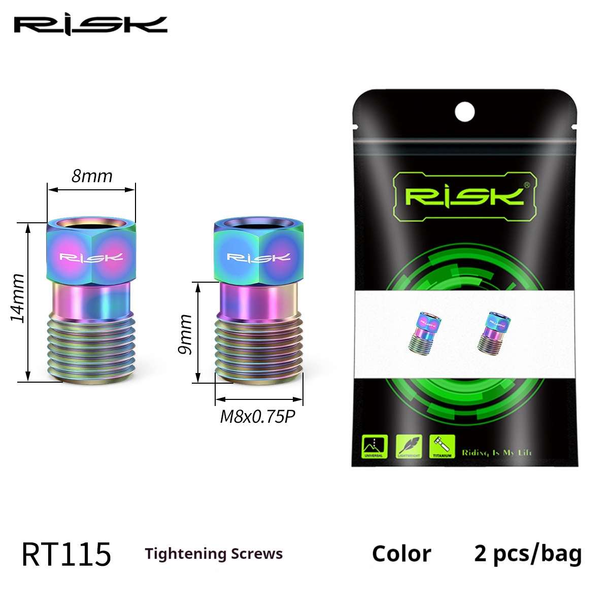 RISK Parts Titanium Alloy Screws for Bicycle Hydraulic Disc Brake System Oil Tube Five-line Body Screws Brake Pads Pin for XT M8000 Disc Brakes RT114/RT115/RT116/RT118/RT119