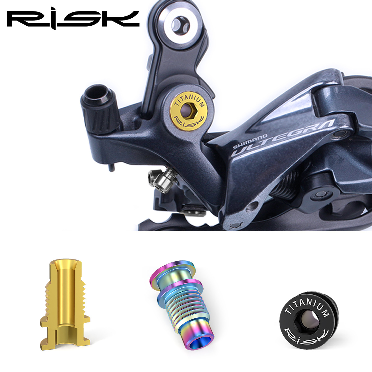 RISK Parts Titanium Alloy Road R8000 Rear Derailleur Hanger Screw Kit Bicycle Derailleur Shaft Fixing UT Compatible RT113