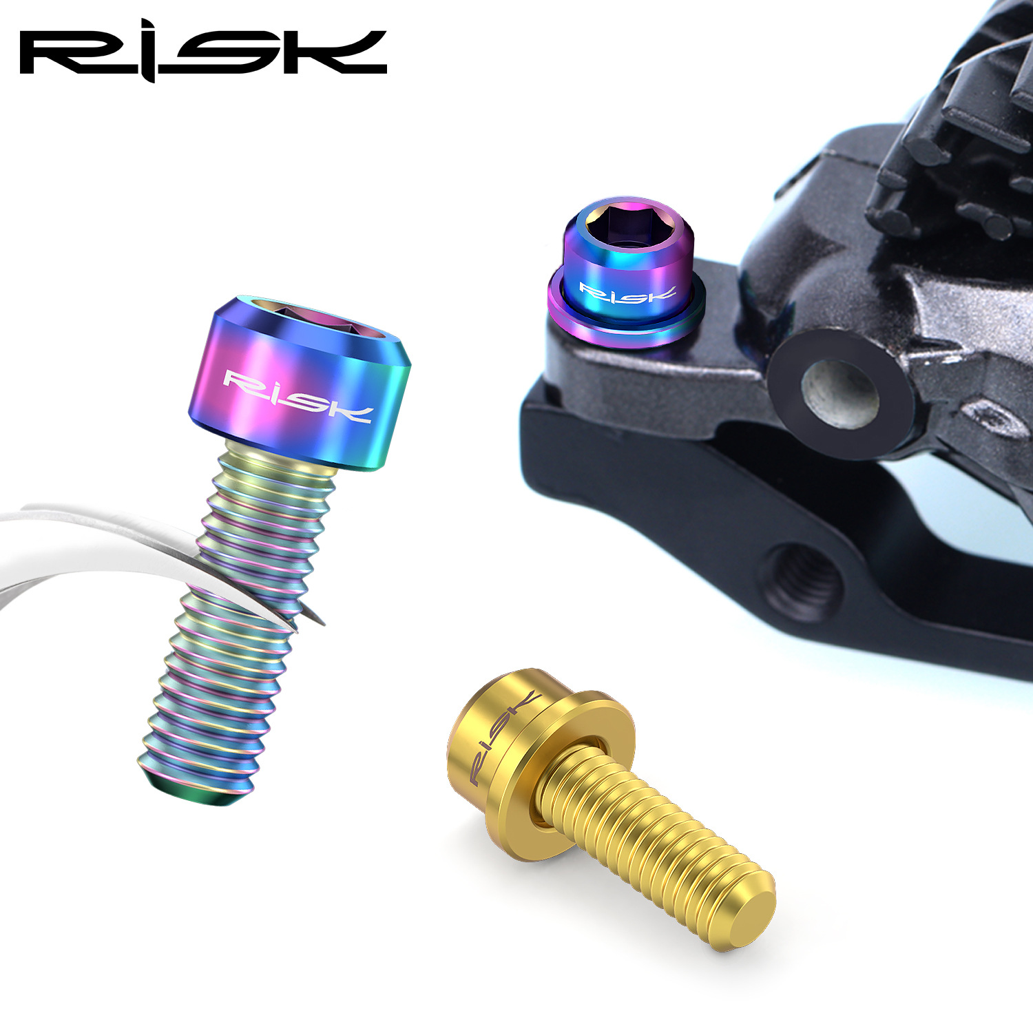RISK Parts M6x18 Mountain Bike Disc Brake Caliper Fixing Titanium Alloy Screw Kit for SLX XT XTR RT038