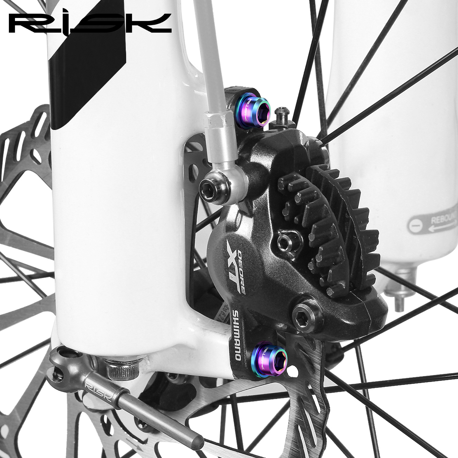 RISK Parts M6x18 Mountain Bike Disc Brake Caliper Fixing Titanium Alloy Screw Kit for SLX XT XTR RT038