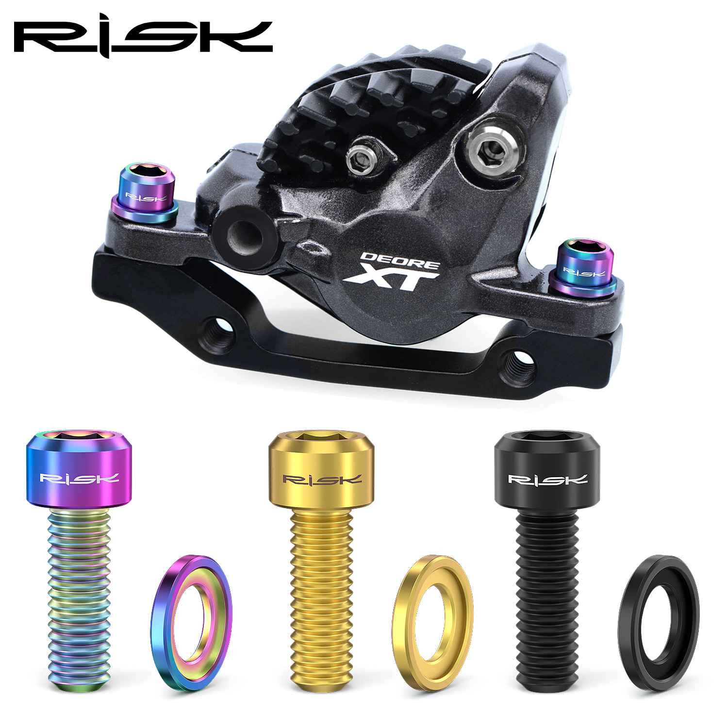RISK Parts M6x18 Mountain Bike Disc Brake Caliper Fixing Titanium Alloy Screw Kit for SLX XT XTR RT038