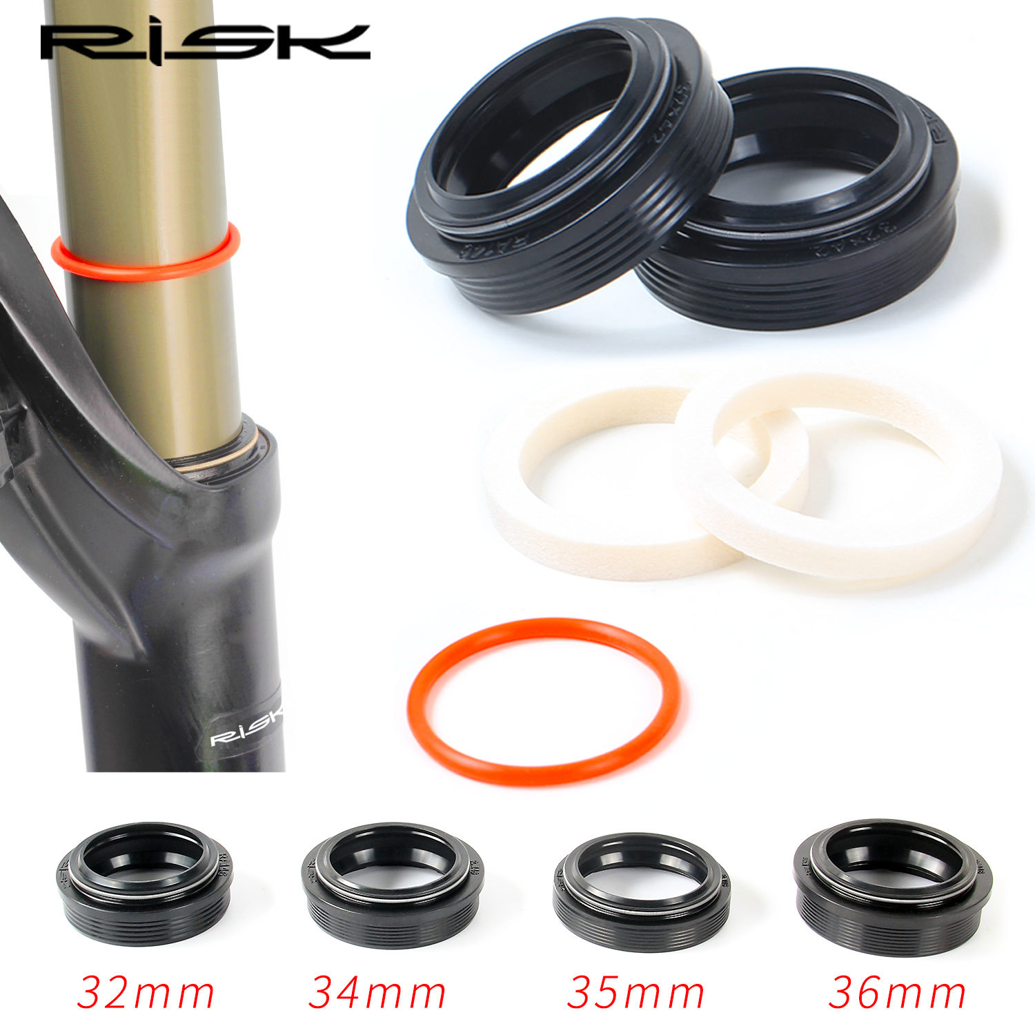 RISK Parts Mountain Bike Suspension Fork Dust Seal and Foam Ring 32/34/35/36mm Fork Dust Cover RA146