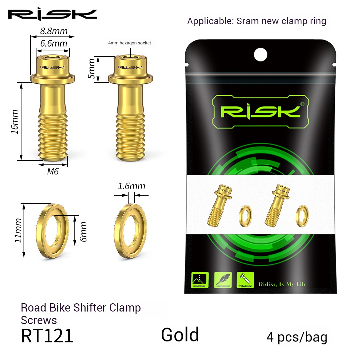 RISK Parts Road Bike Shifter Clamp Titanium Screws Shifter Head Mount Screws R8000 FORCE RT120 RT121