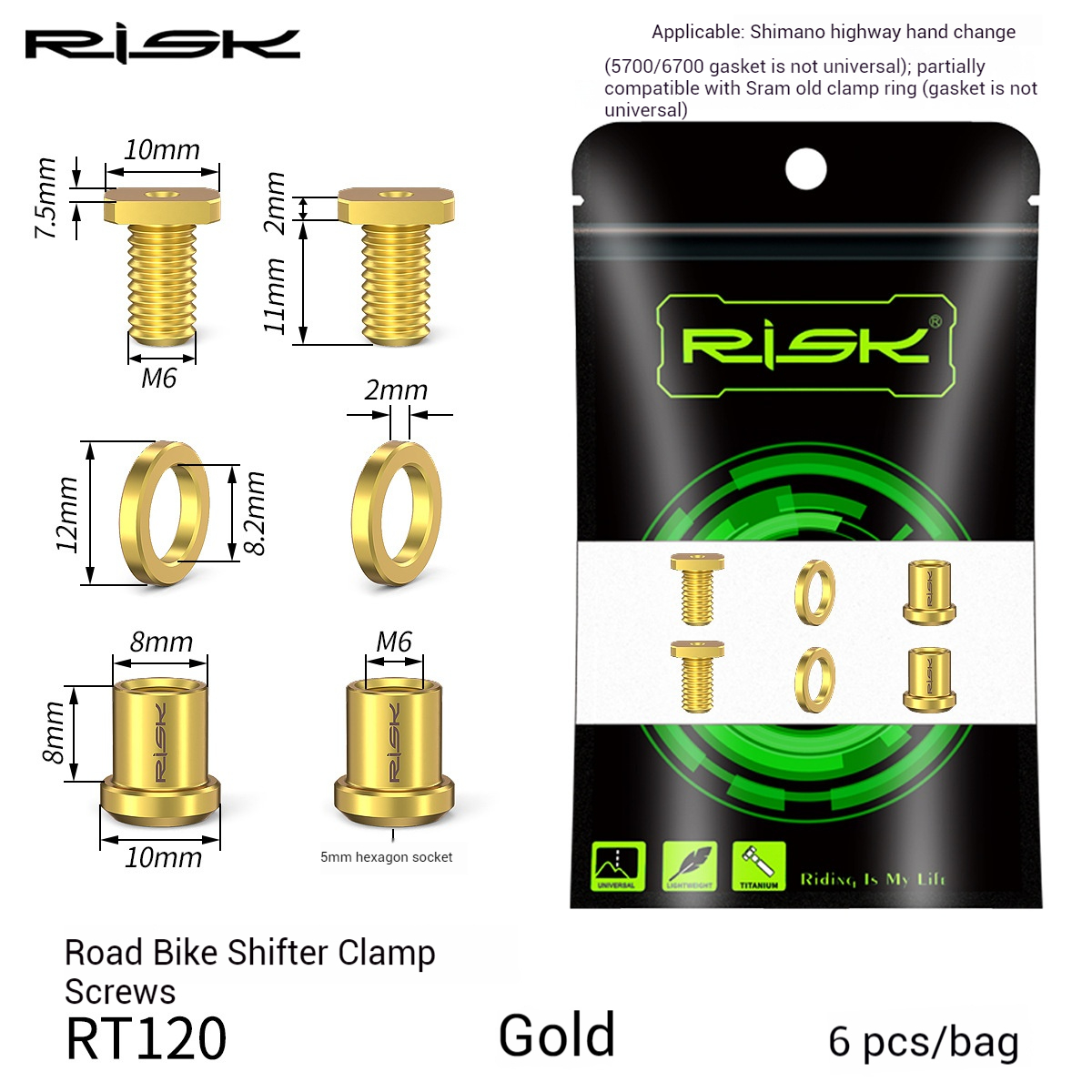 RISK Parts Road Bike Shifter Clamp Titanium Screws Shifter Head Mount Screws R8000 FORCE RT120 RT121
