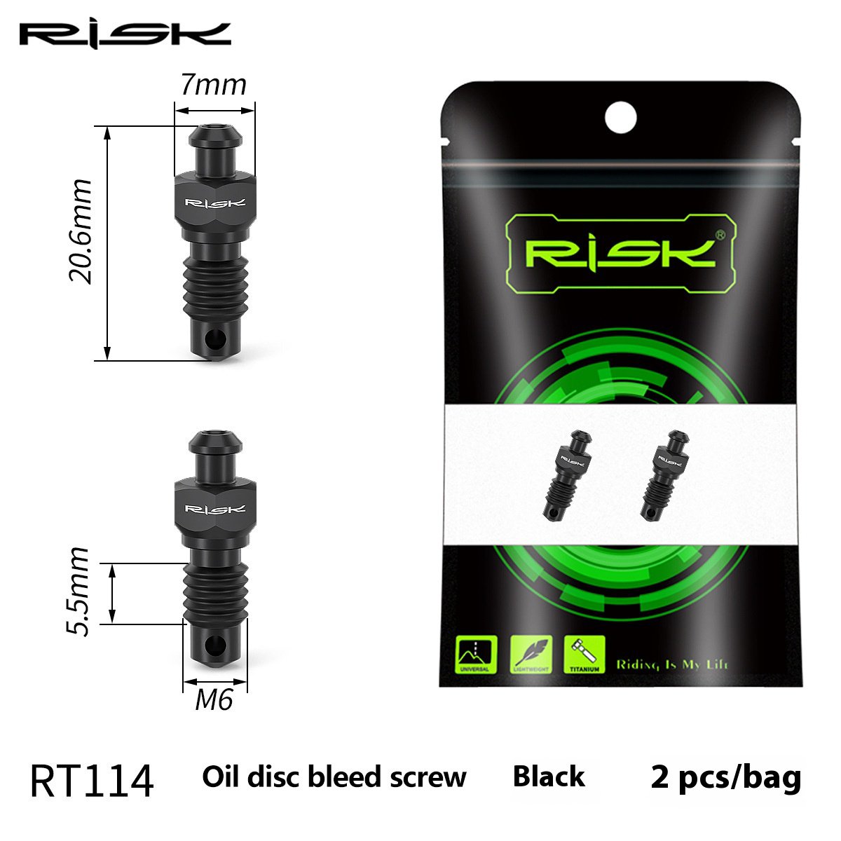 RISK Parts Mountain Bike Disc Brake Caliper Bleed Screws M6 Titanium Alloy RT114