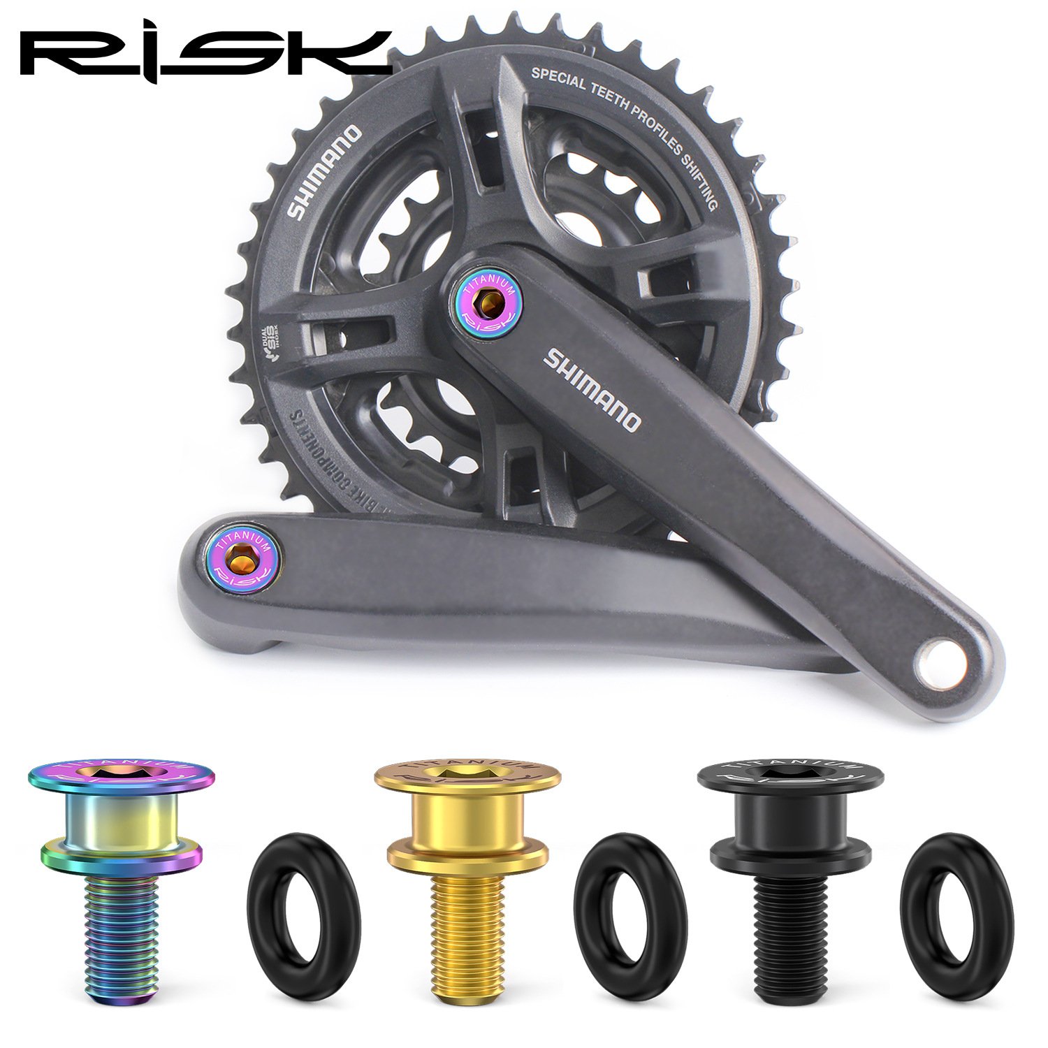 RISK Parts Mountain Bike Titanium Alloy Square Hole M8x15mm Middle Axle Fixing Screw Waterproof Small Cloth 412 Folding Bike RT125